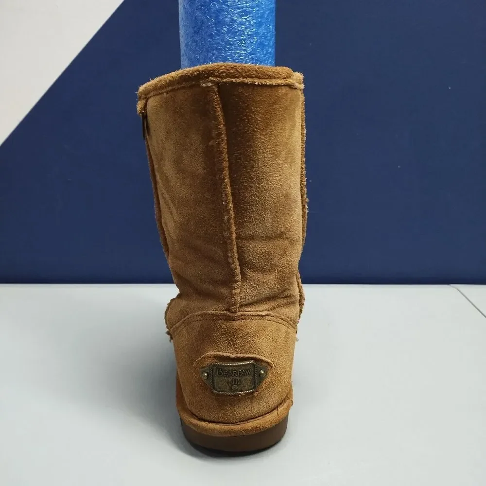 BEARPAW‎ Winter Boots Womens Size 10 Tan Suede Leather Sheepskin Wool Lining